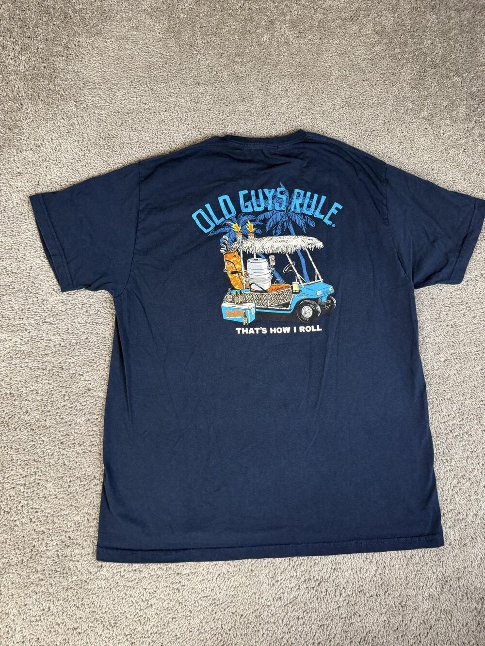 Old Guys Rule Shirt Mens XL Blue That's How I Roll Golf Cart Graphic Crew Neck